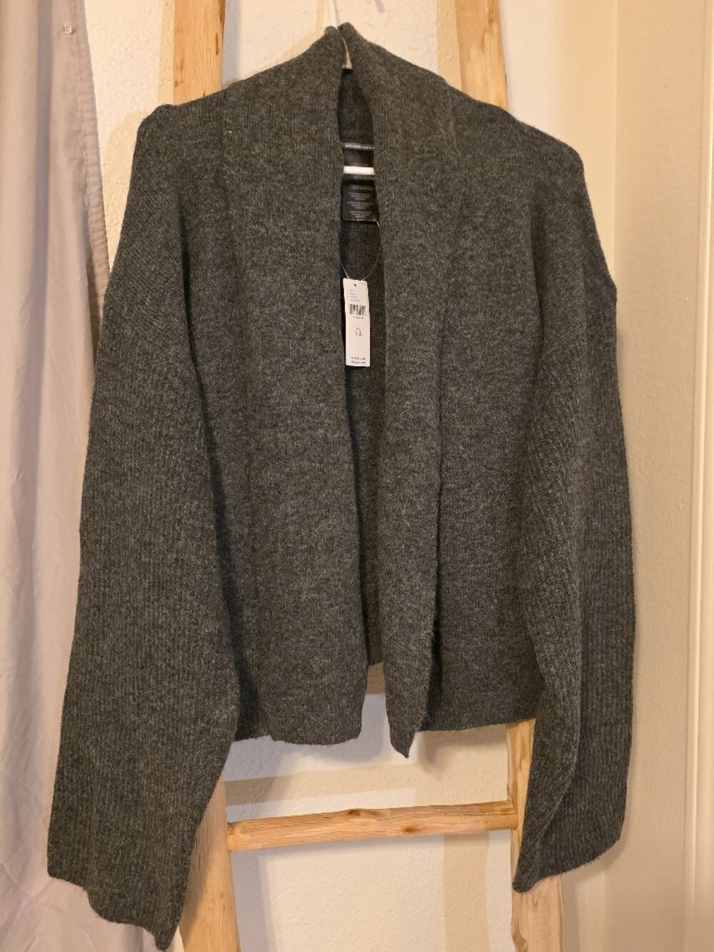 NWT Anthropologie Mariel Crop Cardigan Sweater Dark Grey One Size Fits All OS